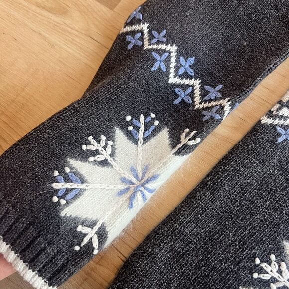 Embroidered Snowflake Holiday Cardigan Sweater VTG Button Ramie SML Sport Size L - Picture 4 of 6